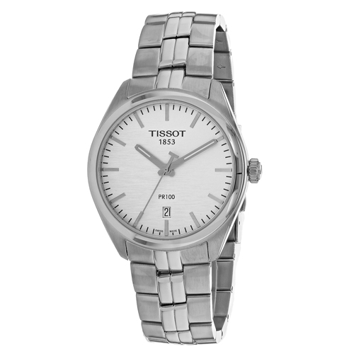 T1014101103100 Tissot Mens PR 100  T1014101103100 Silver Band Silver Dial