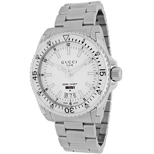YA136302 Gucci Swiss Made Dive Stainless Steel White Dial