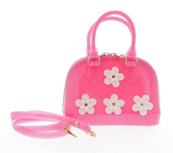B3916-DefaultTitle Raw 7 by Doe A Dear Flowers Bowling Jelly Hand Bag - Pink Lemonade Glitter