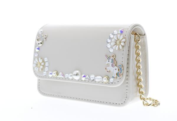 Raw 7 by Doe A Dear Patent crossbody purse with Charms - Ivory, Price: $52