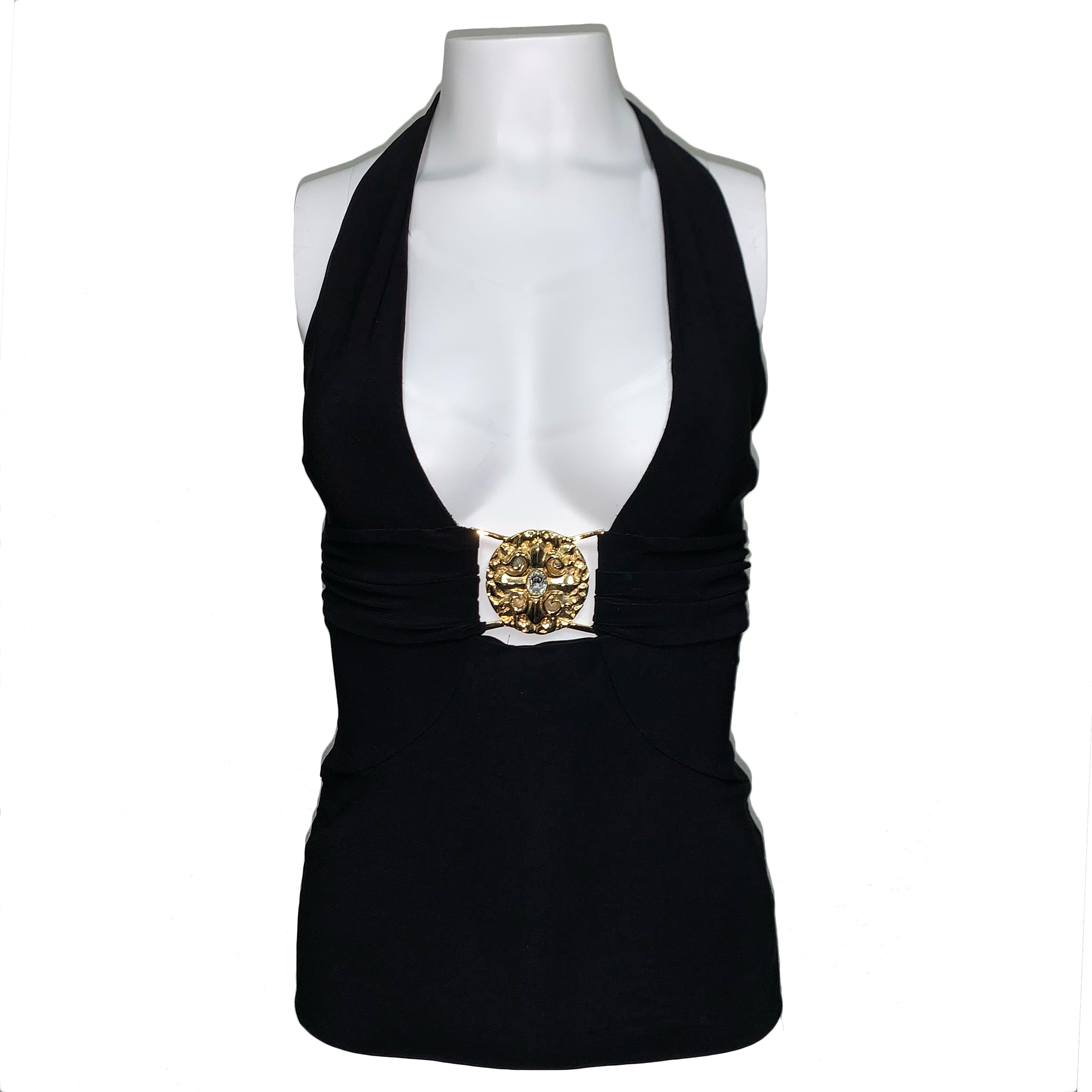 MHT62136-BLK Marciano Halter Top with Buckle - Black