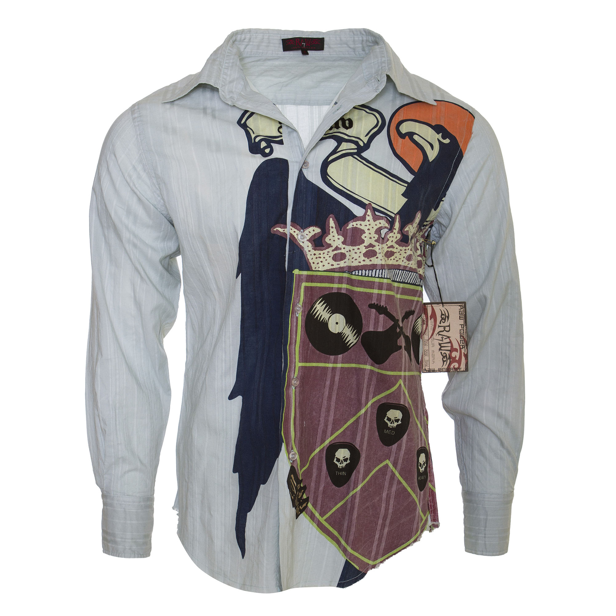 RAW 7 EMBTF65-FROST-EAGLE Raw 7 Mens Eagle and Guitar Themed Dress Shirt