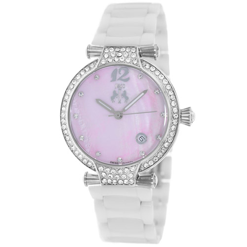 JV2214 Jivago Womens Bijoux White Band Pink MOP Dial