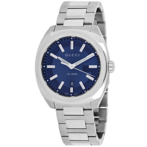 YA142303 Gucci Mens Classic YA142303 Silver Band Blue Dial
