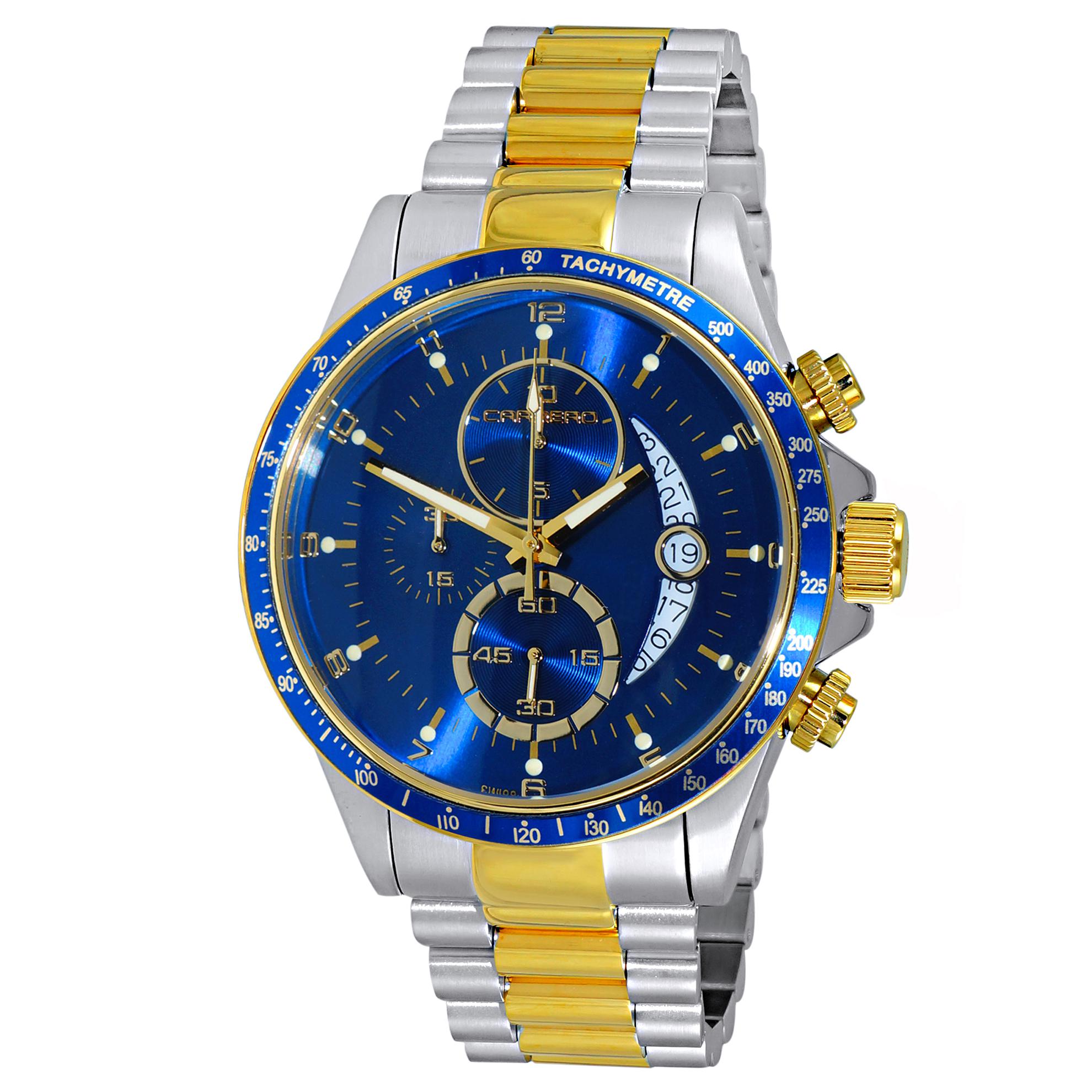 Carrero Catania R1 Limited Edition Swiss Chronograph Two-Tone Blue Dial, Price: $349