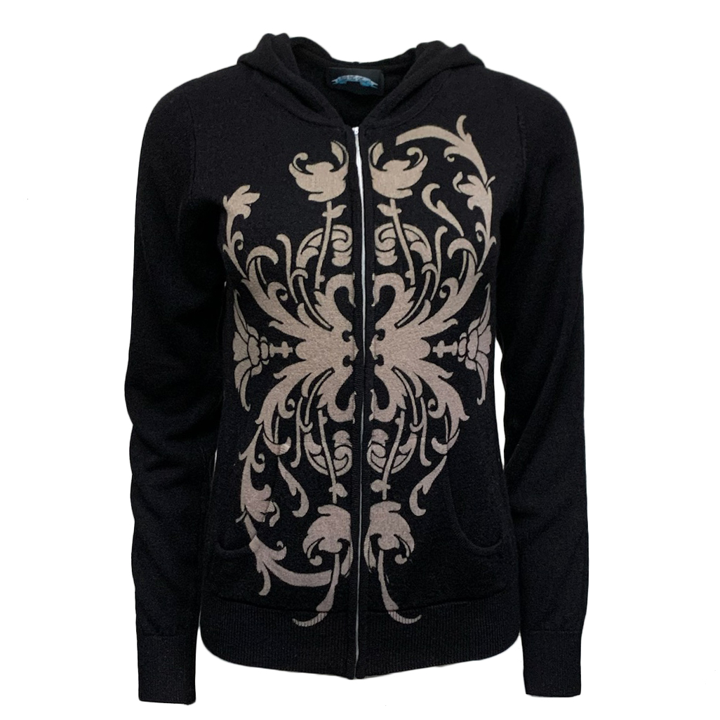 Till The End T08AI02B-DAGGER-BLK Till The End By Raw7 Women's Acrylic Zip Hoodie Dagger - Black