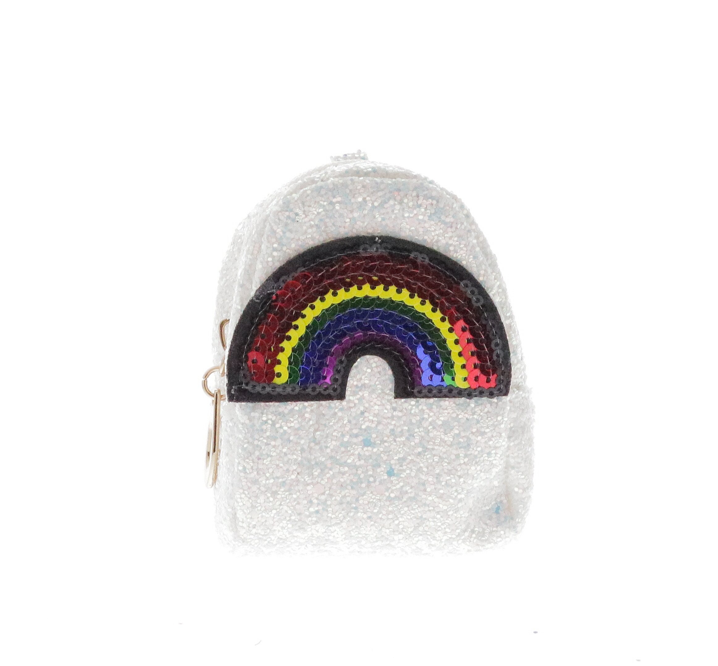 6667-MY-MultiYellow Raw 7 by Doe A Dear Sequin Rainbow Coin Purse Key Chain 6667-MY-MultiYellow