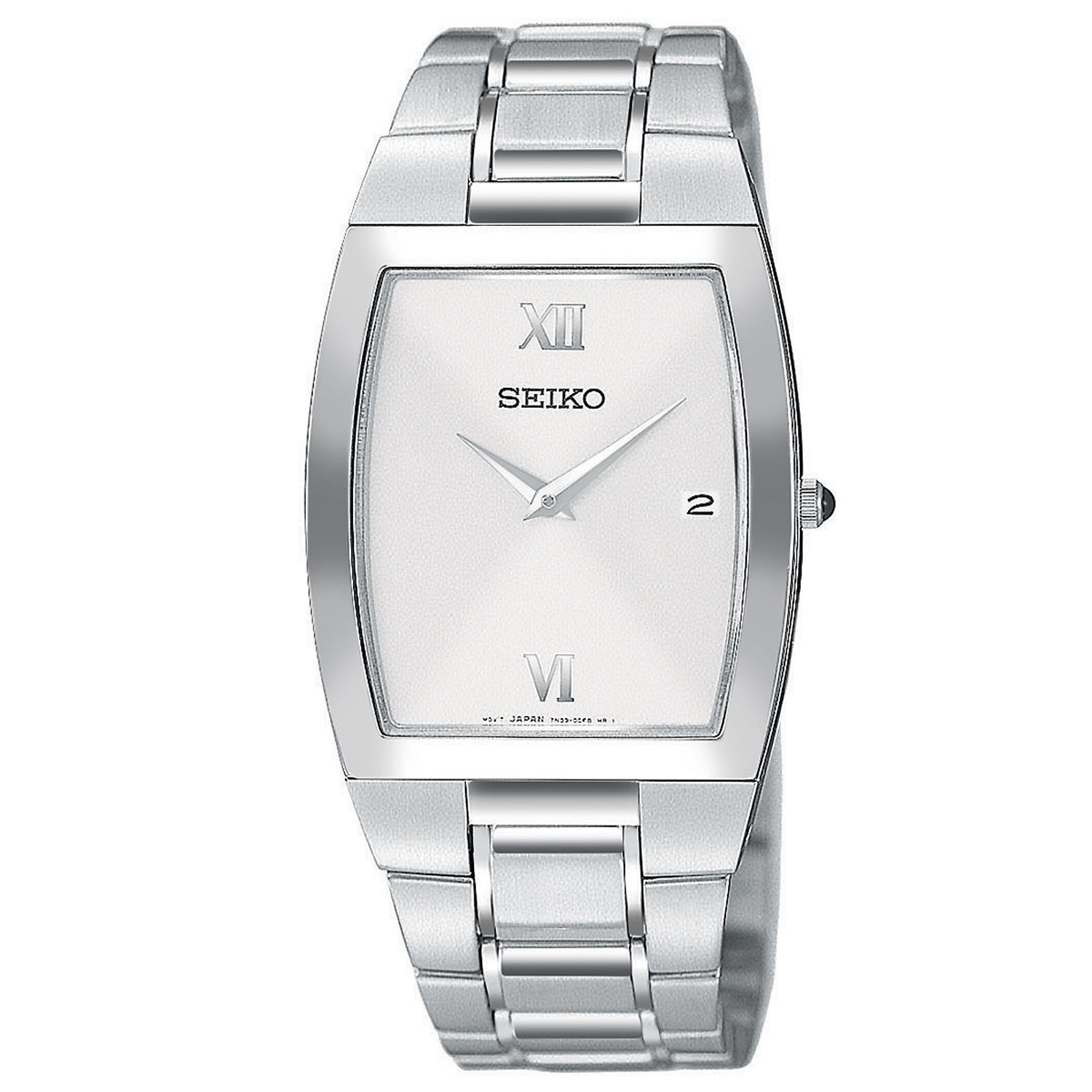 Seiko SKP323 Seiko Men's Tonneau Shaped Silver Sunburst Dial