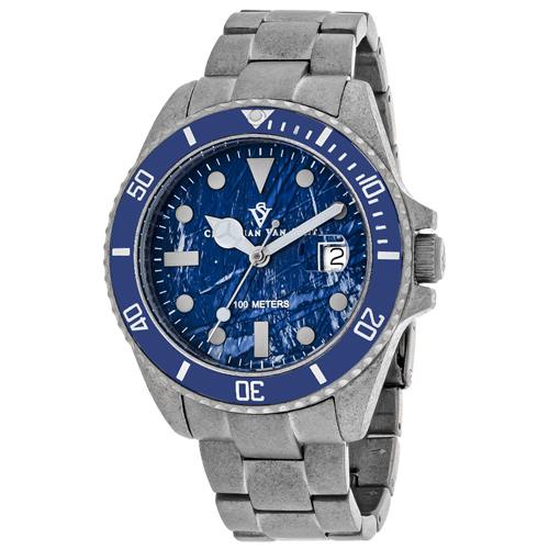 CV5103B Christian Van Sant Mens Montego Vintage Silver Band Blue Dial