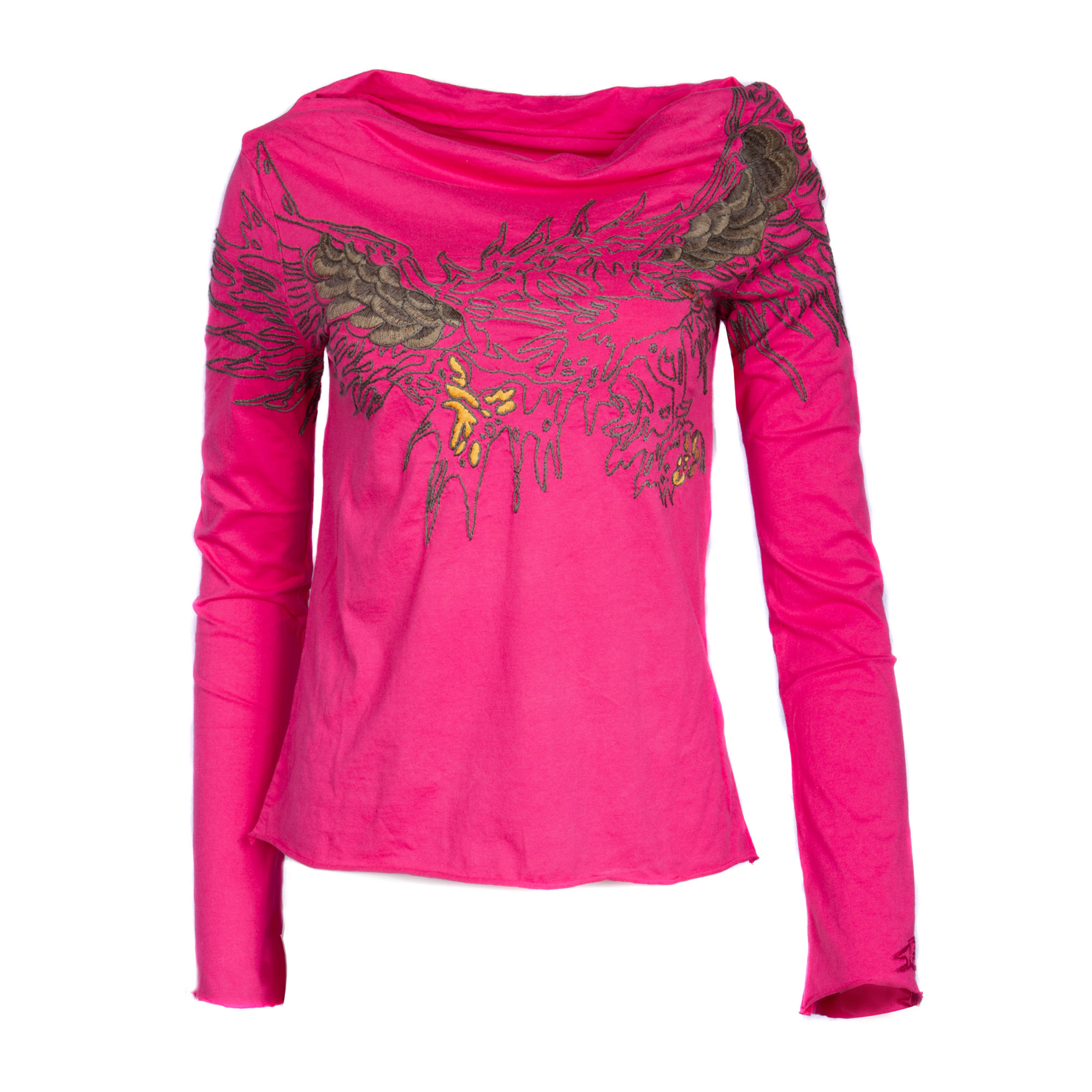 Till The End Women's Raspberry Top with Embroidered Eagle Design, Price: $49