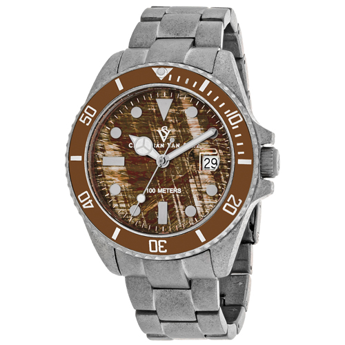 CV5101B Christian Van Sant Mens Montego Vintage Silver Band Brown Dial