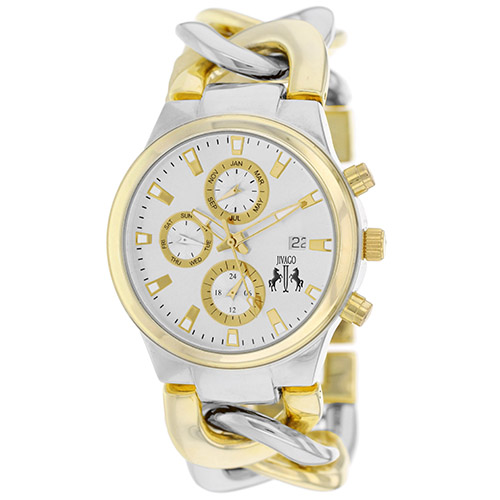 JV1221 Jivago Womens Lev Two-tone Silver Gold Band Silver Dial