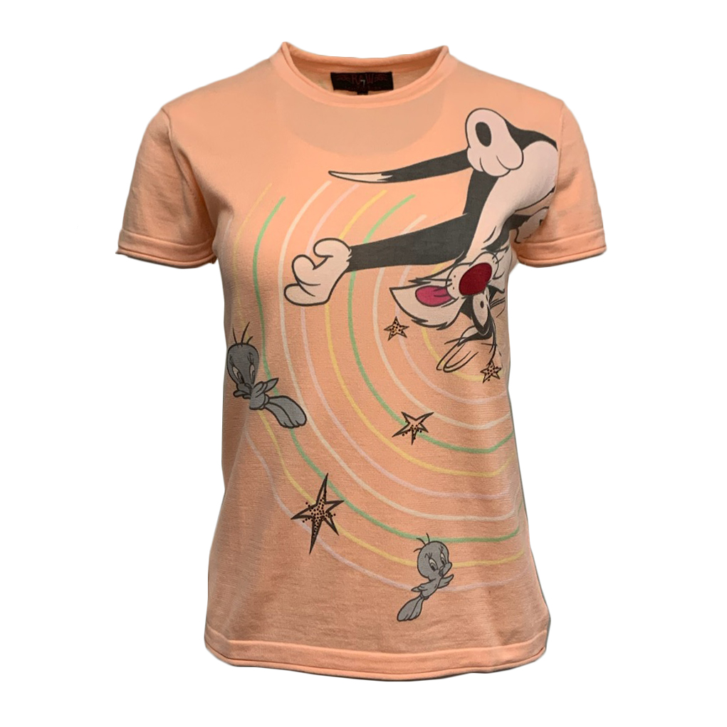RAW 7 CT96--TWEETYB-PINK Raw7 Looney Tunes T-Shirt Sylvester & Tweety - Pink