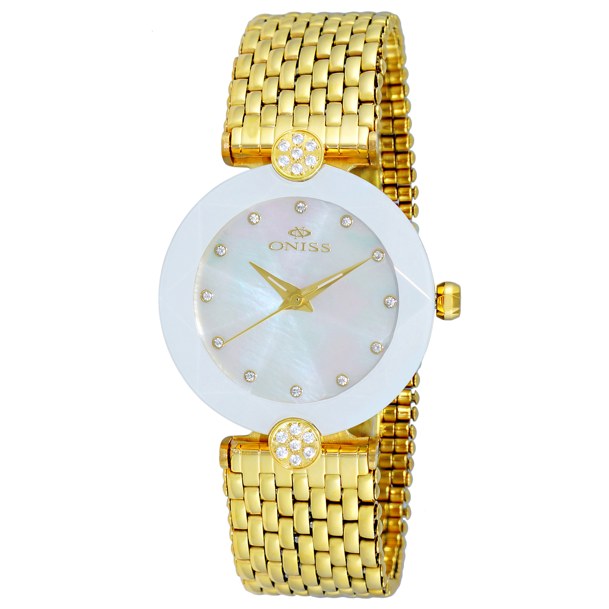 Oniss ON8777-LGSV Oniss Milan Facetta Gold Tone White MOP Dial