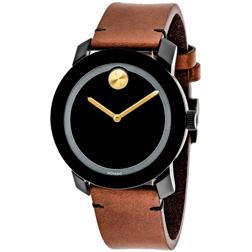 3600305 Movado Mens Bold 3600305 Brown Band Black Dial