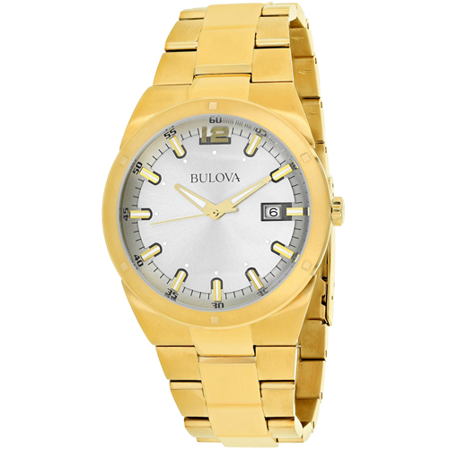 Bulova 97B137 Bulova Mens Classic 97B137 Quartz Gold tone Band Silver Dial