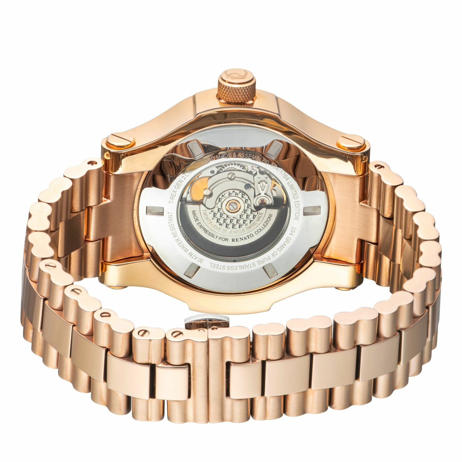 Sold out Renato TR2 A TR2 A Renato Limited Edition T Rex 50mm Swiss ETA 2824 Automatic Rose Gold Black Dial