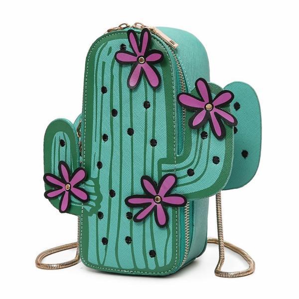 B9516-OS-Green Raw 7 by Doe A Dear Cactus Chain Crossbody Purse