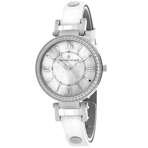 CV8130 Christian Van Sant Womens Petite White Band White MOP Dial