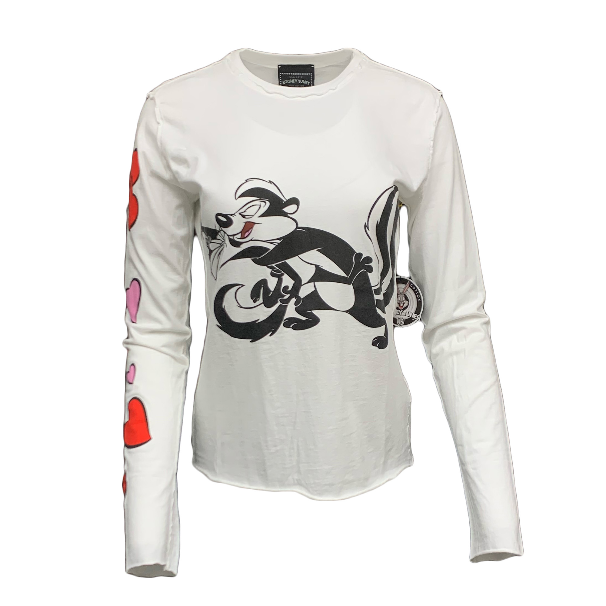 PTS94-PEPE-WHT Looney Tunes Women's Pepe Long Sleeve T-Shirt White