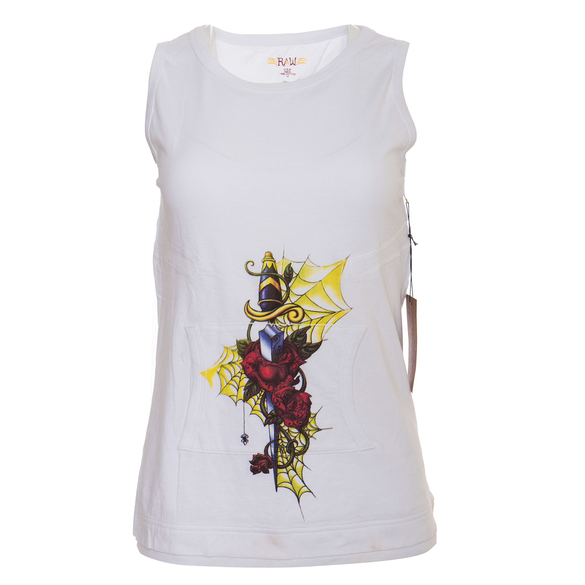 Raw7 Girls Sleeveless White Shirt Flower Dagger theme, Price: $29