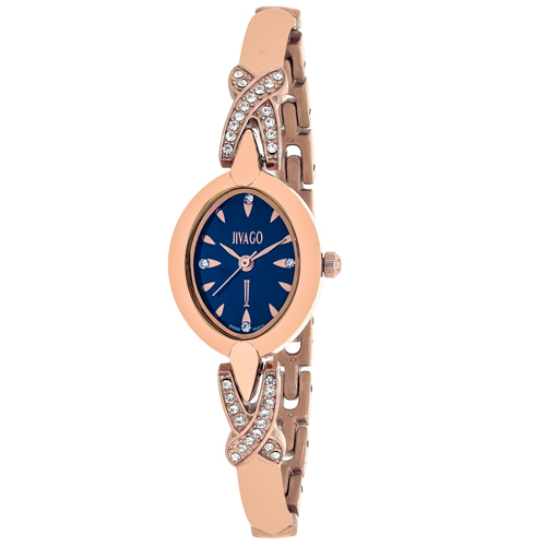 JV3614 Jivago Womens Via Rose gold Band Blue Dial