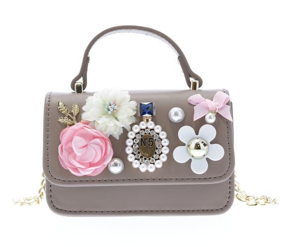 Raw 7 by Doe A Dear Top handle purse with flower appliques - Coffee, Price: $52