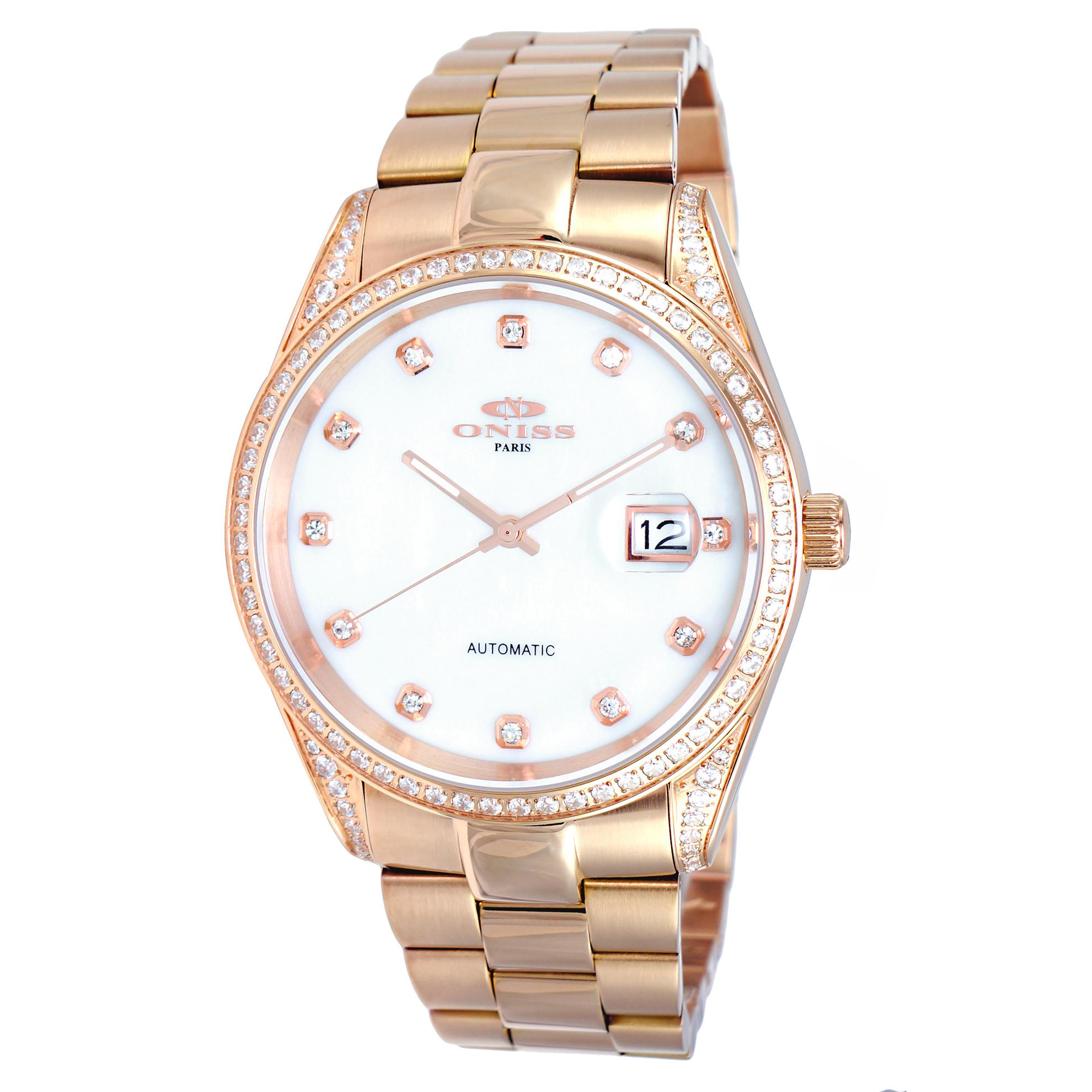 Oniss N3883-RGWT Oniss RX Automatic 104pcs (Grade A ) Austrian Crystals Rose Gold White Dial