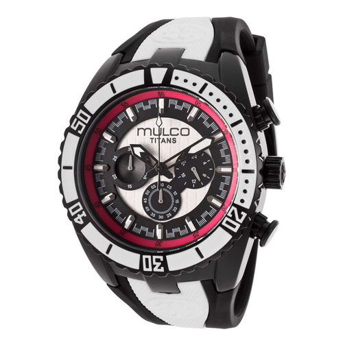 MW5-1836-028 Mulco Mens Titans Wave Black with White accent Band White Dial