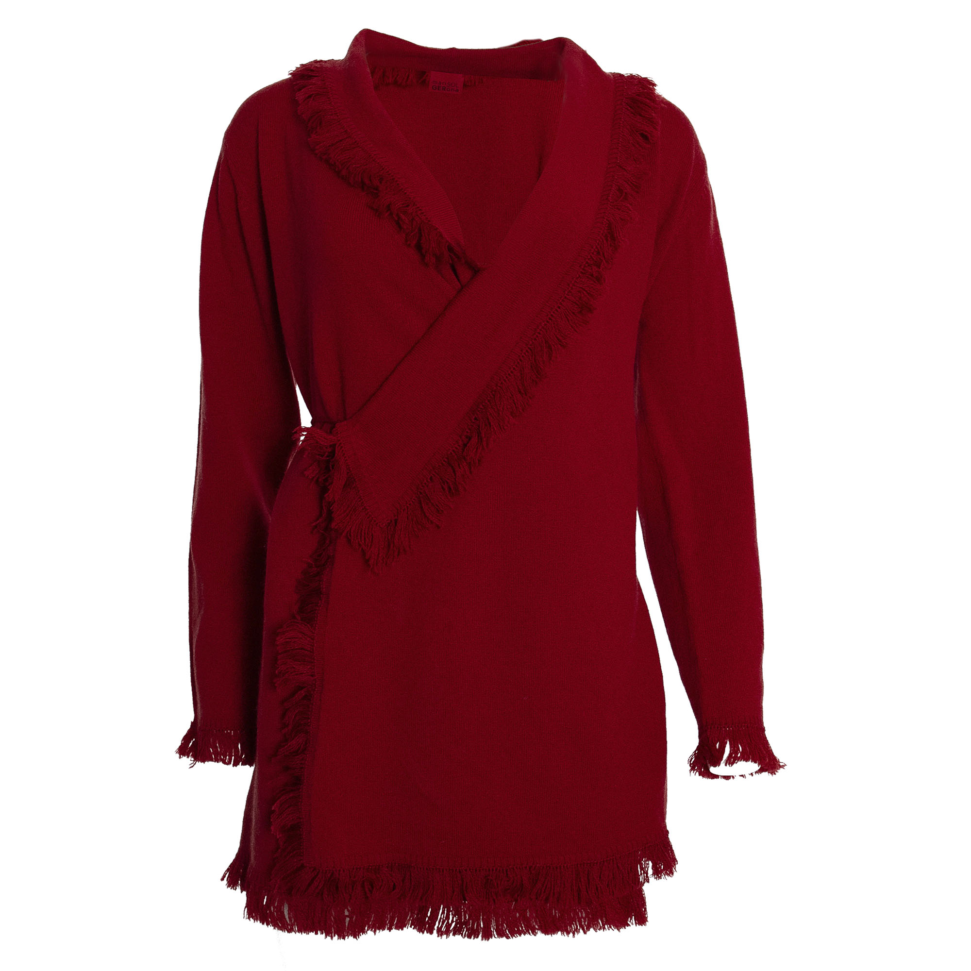 RAW 7 CSH-15-RED Marisol GERona By Raw7 Women's Wrap and Tie Waist Cardigan - Red - 100% Cashmere