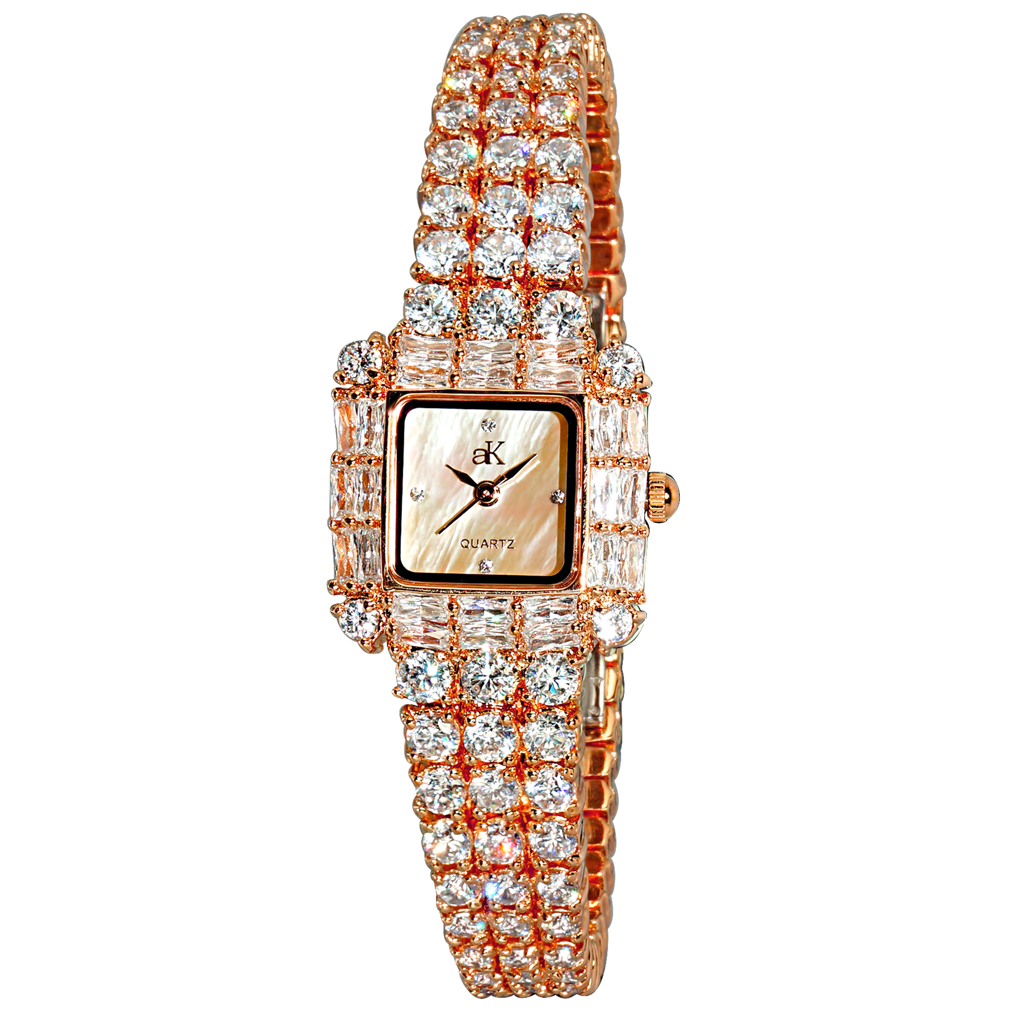 Adee Kaye AK27-LRG Adee Kaye Ladies Royal Collection Rose Gold MOP Dial