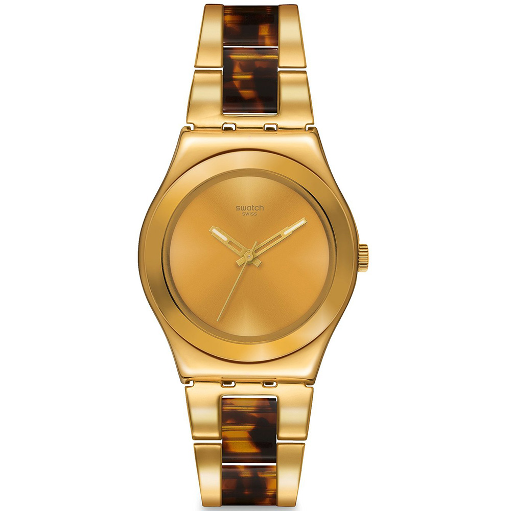 YLG127G Swatch Womens London Smoke Two-tone tortoise Gold tone Band Gold tone Dial