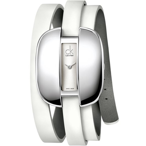 K2E23120 Calvin Klein Womens Treasure White Band Silver Dial