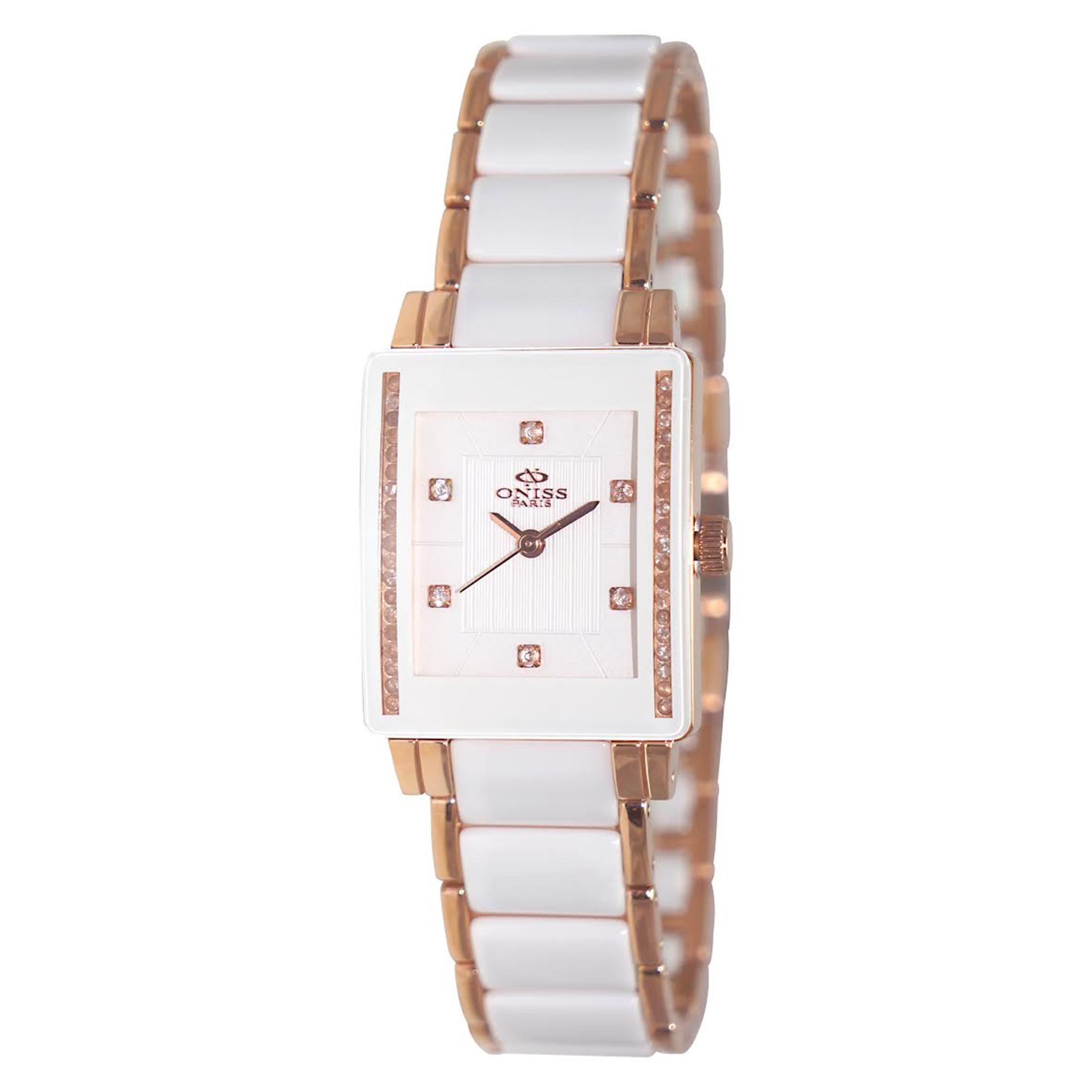 Oniss Ladies Swiss Sapphire Rose Gold White Tank, Price: $249