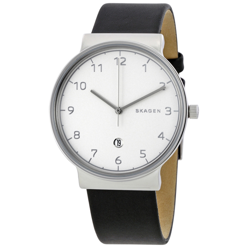 SKW6291 Skagen Mens Ancher Black Band Silver Dial