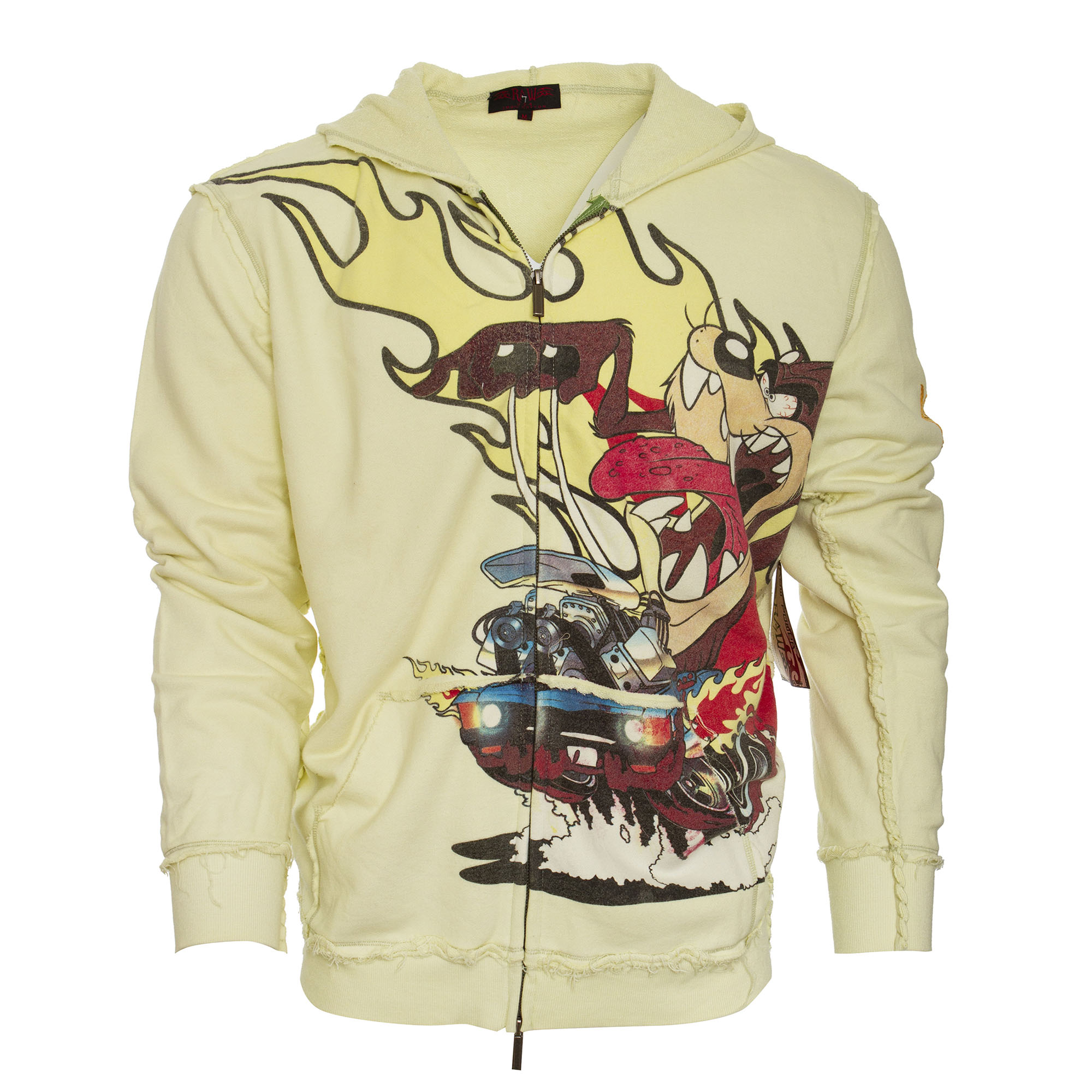RAW 7 ST87-TAZ-YELLOW Raw7 Men's Yellow Hoodie Looney Tunes Tasmanian Devil