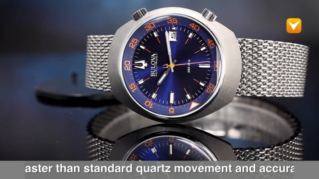 Sold out Bulova 96B232 B00TPNW48Y Bulova Accutron II Ultra High Frequency Blue and Orange Dial Mesh Band Lobster