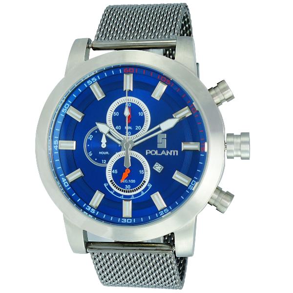 Polanti Retrograde Chronograph Blue Dial Mesh Band, Price: $289