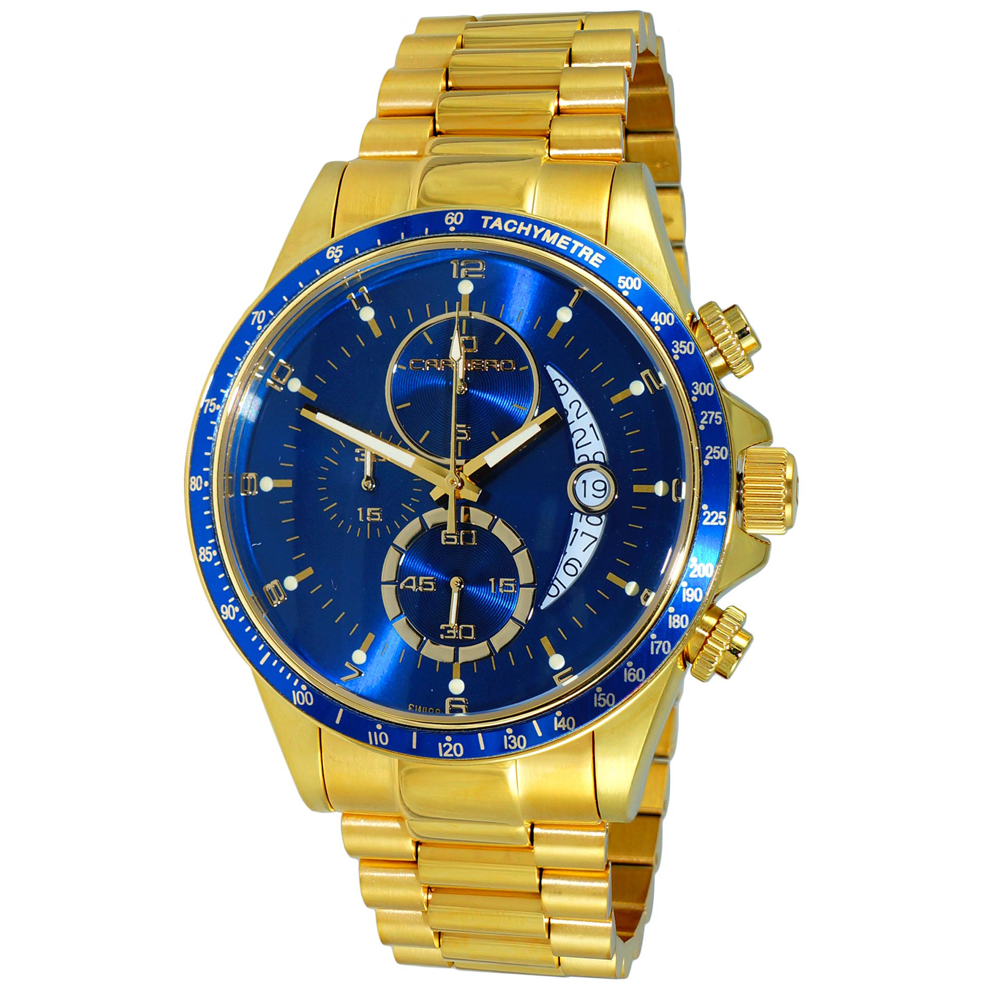 Carrero C1G111BU Carrero Catania R1 Limited Edition Swiss Chronograph All Gold Blue Dial