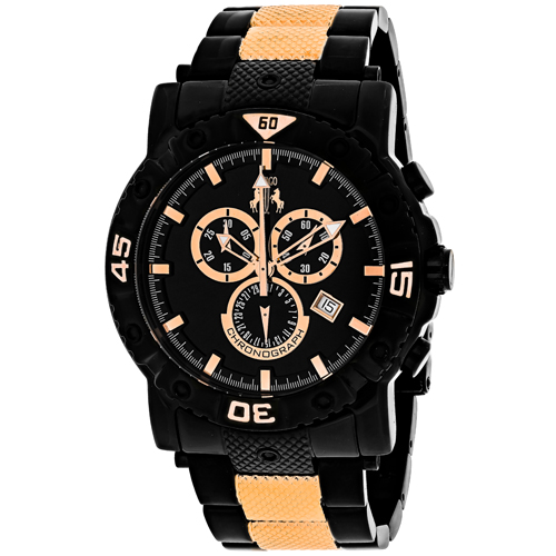 JV9127XL Jivago Mens Titan Two-tone Rose gold and black tone Band Black Dial