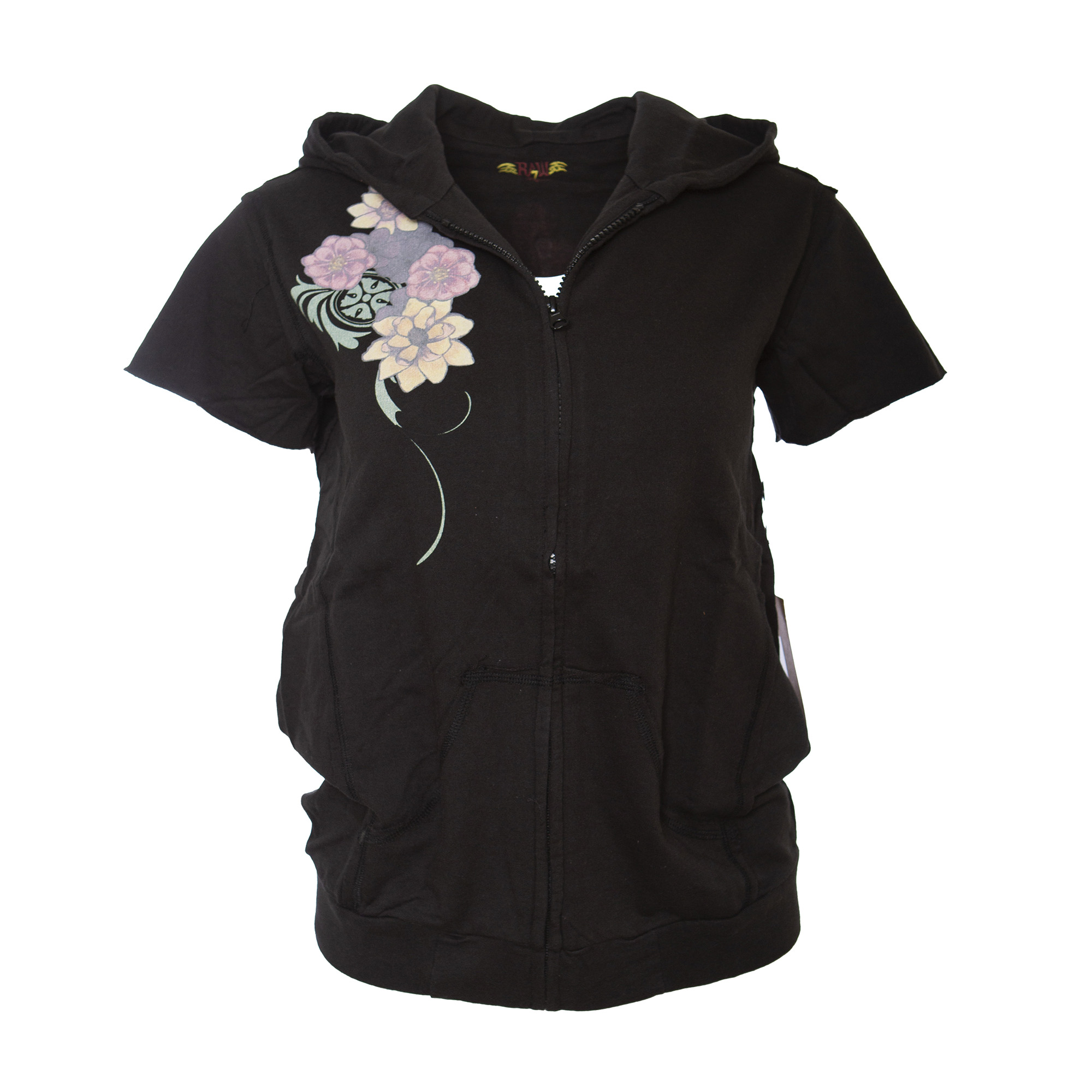 Short Sleeved Geisha Theme Girls Black Hoodie by Raw7, Price: $29