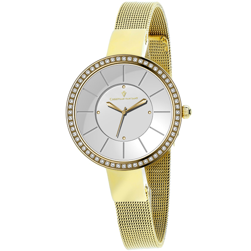 CV0222 Christian Van Sant Womens Reign Gold tone Band Silver Dial