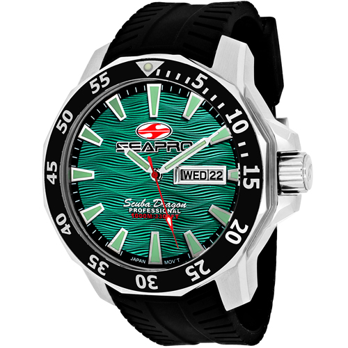 SP8318 Seapro Mens Scuba Dragon Diver Limited Edition 1000 Meters Black Band Green Dial