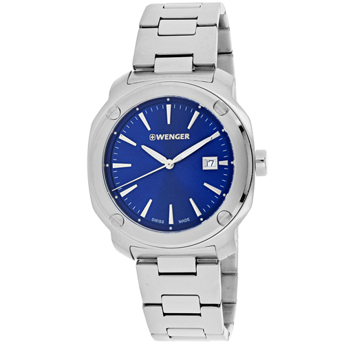 Wenger 01.1141.112 Wenger Swiss Made Mens Edge Index Silver Band Blue Dial