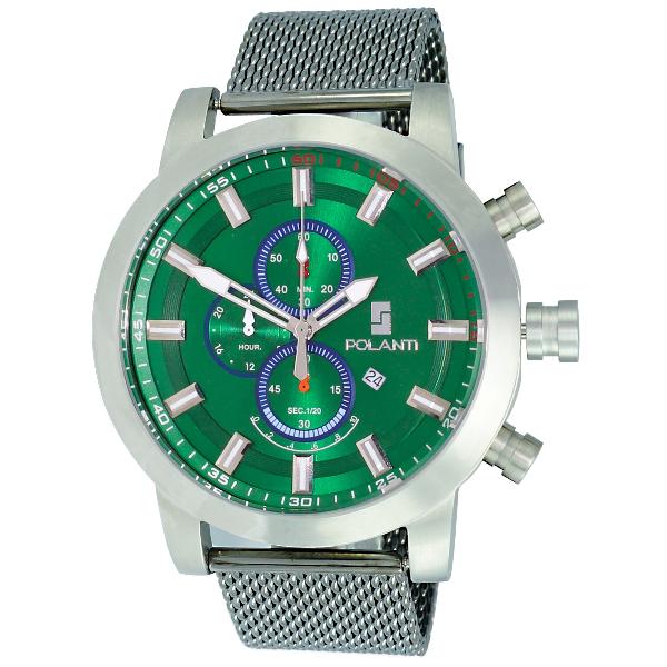 Polanti Retrograde Chronograph Green Dial Mesh Band, Price: $289