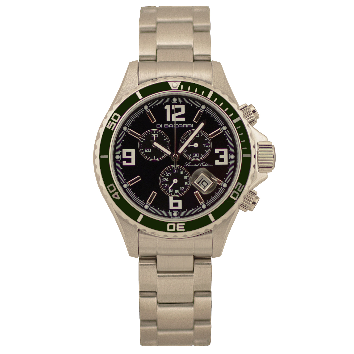 Sold out 7DB1D1403 Di Bacarri Swiss Chronograph Diver Limited Edition Black Green Dial