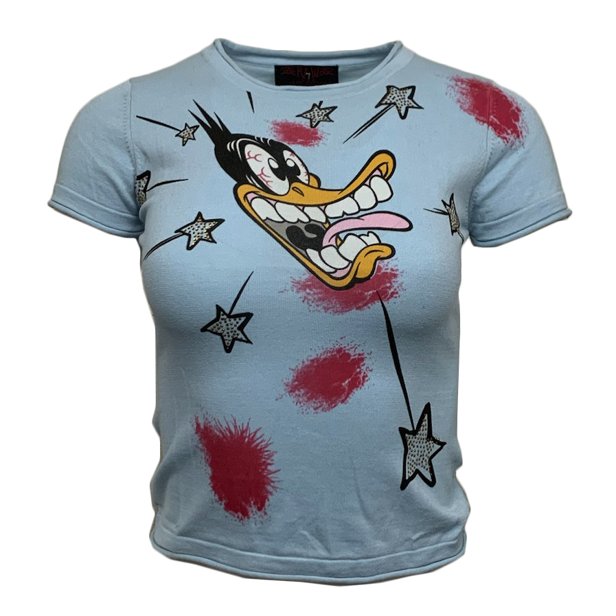 RAW 7 CT96-DAFFY-LTBU Raw7 Looney Tunes Women's T-Shirt Daffy Duck - Light Blue