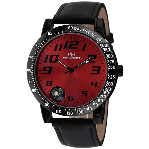 SP5111 Seapro  Mens Raceway Black Band Red Dial