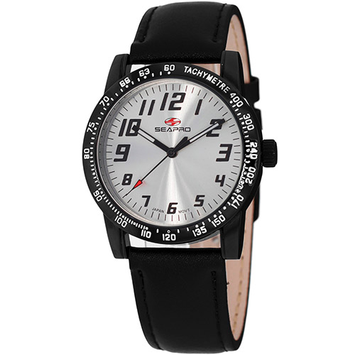 SP5212 Seapro  Womens Bold Black Band Silver Dial