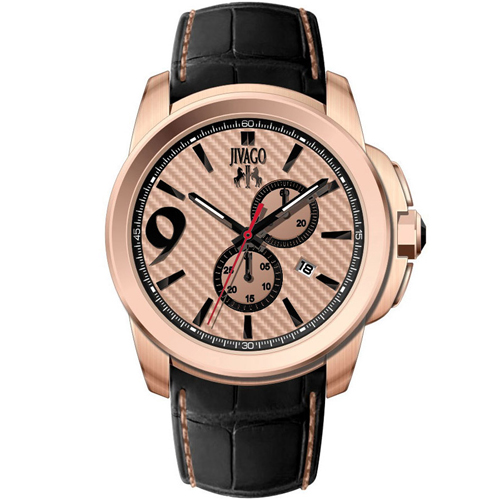 JV1515 Jivago Mens Gliese Black Band Rose gold Dial